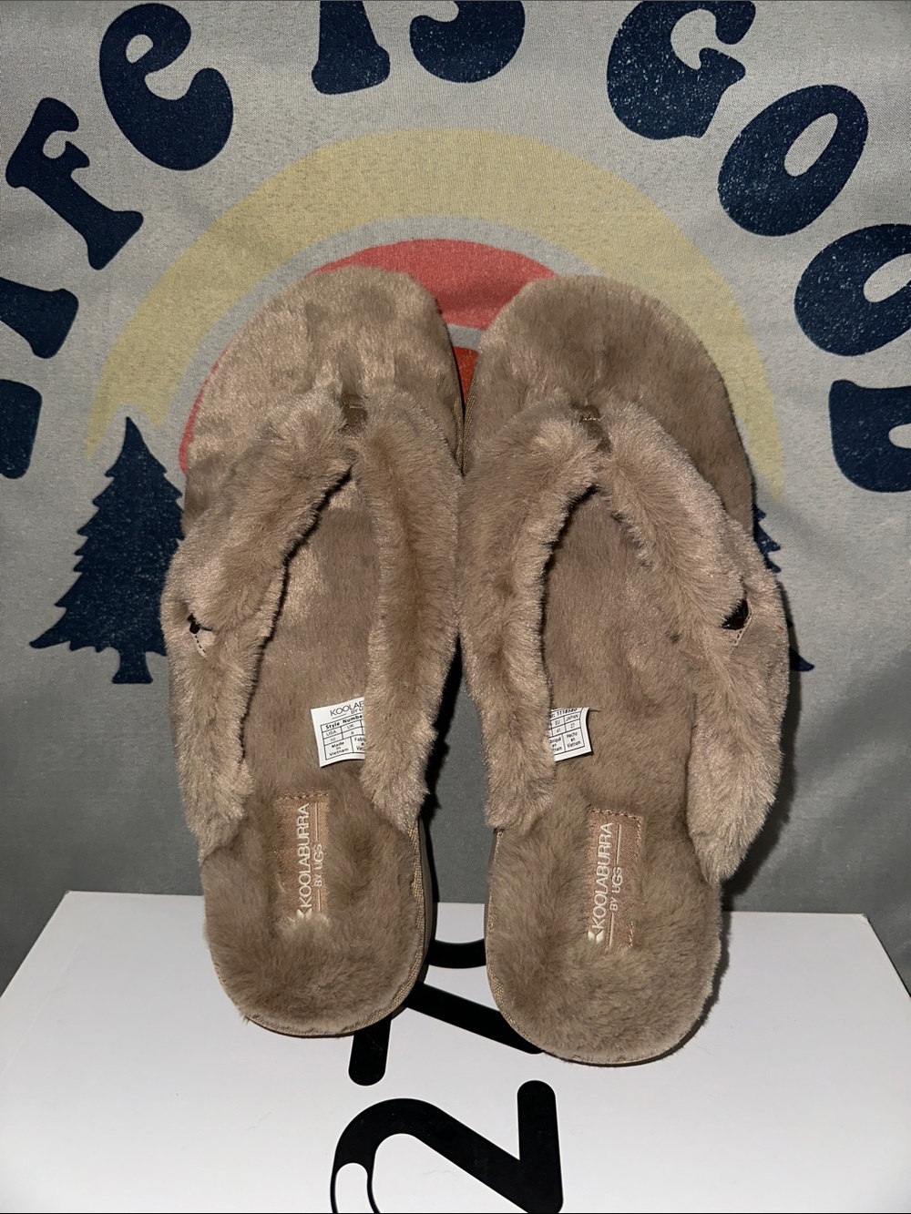 Taupe Faux Fur Koolaburra by UGG Slide Slippers for Women
